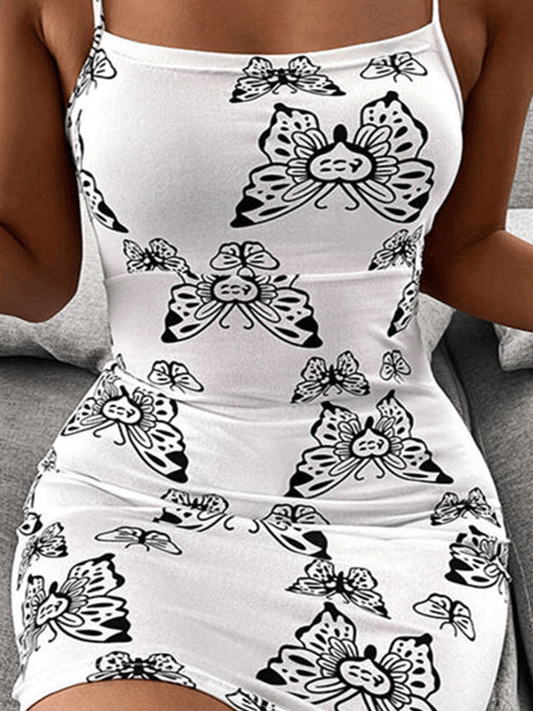 Women's Spaghetti Strap Print Mini Dress Midi Dresses women's mini dress