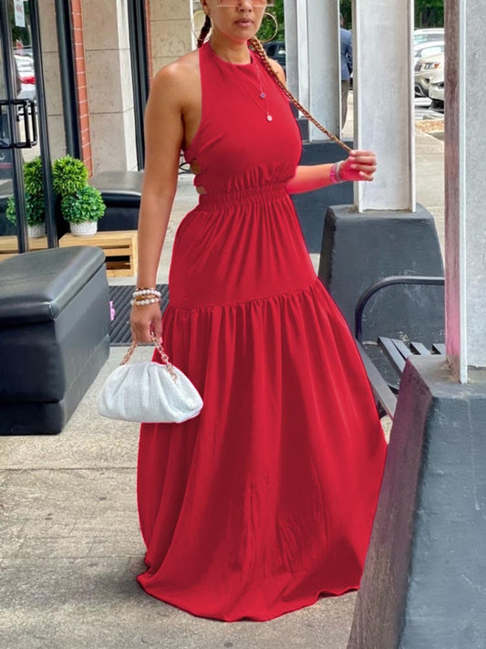 Women's Halter Backless Maxi Dress Dress