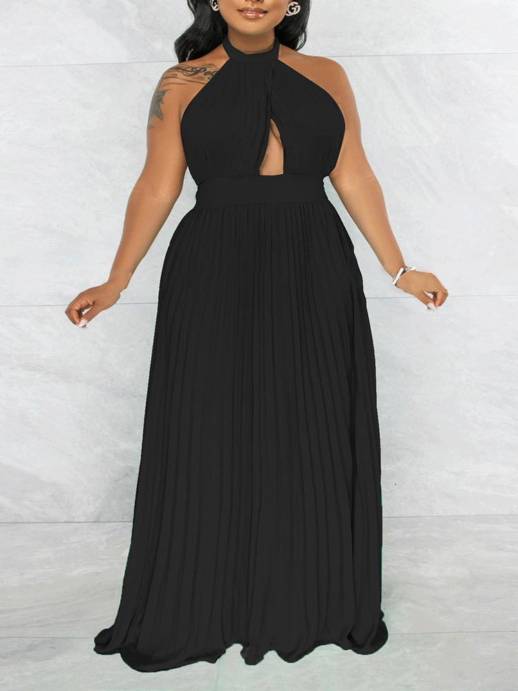 Halter Sleeveless Chiffon Maxi Dress women's dress by vivmom