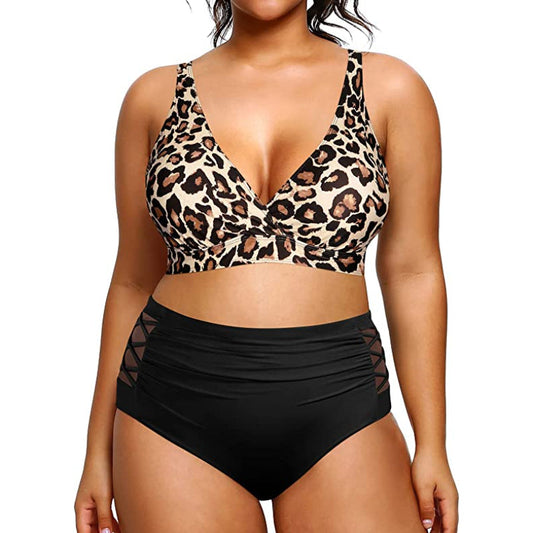 Super Stylish Elastic Closure V-Neck High Waisted Women Bikini