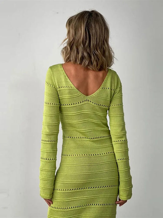 Women's O Neck Long Sleeveless Bodycon Dresses