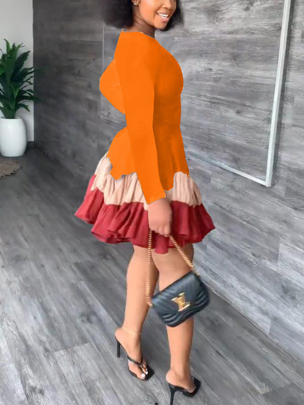 Women's nan Mini Dresses Orange XL