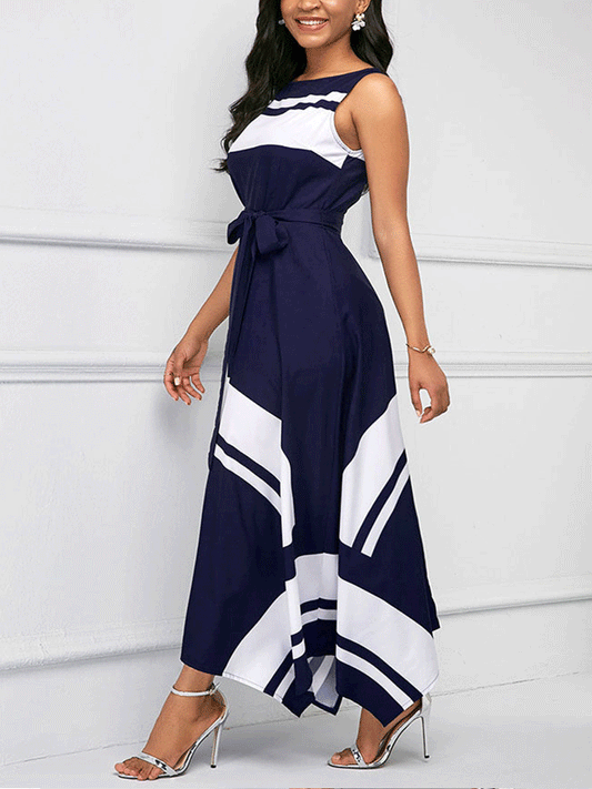 Women's Asymmetric Hem Sleeveless Maxi Dress Dress