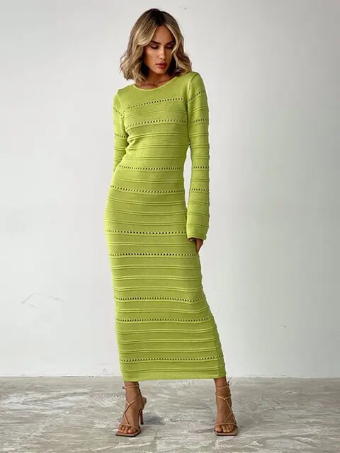 Women's O Neck Long Sleeveless Bodycon Dresses