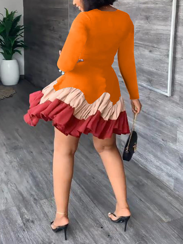 Women's nan Mini Dresses Orange 2XL