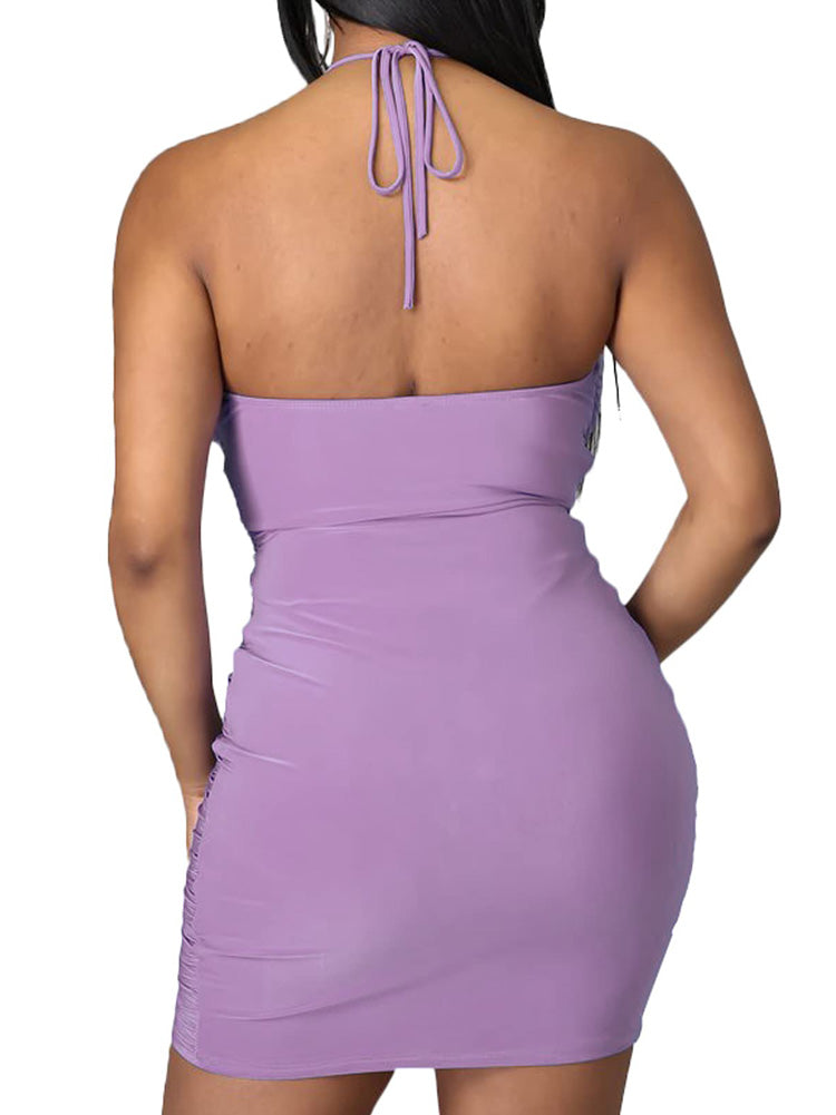 Women's nan Mini Dresses Purple XL