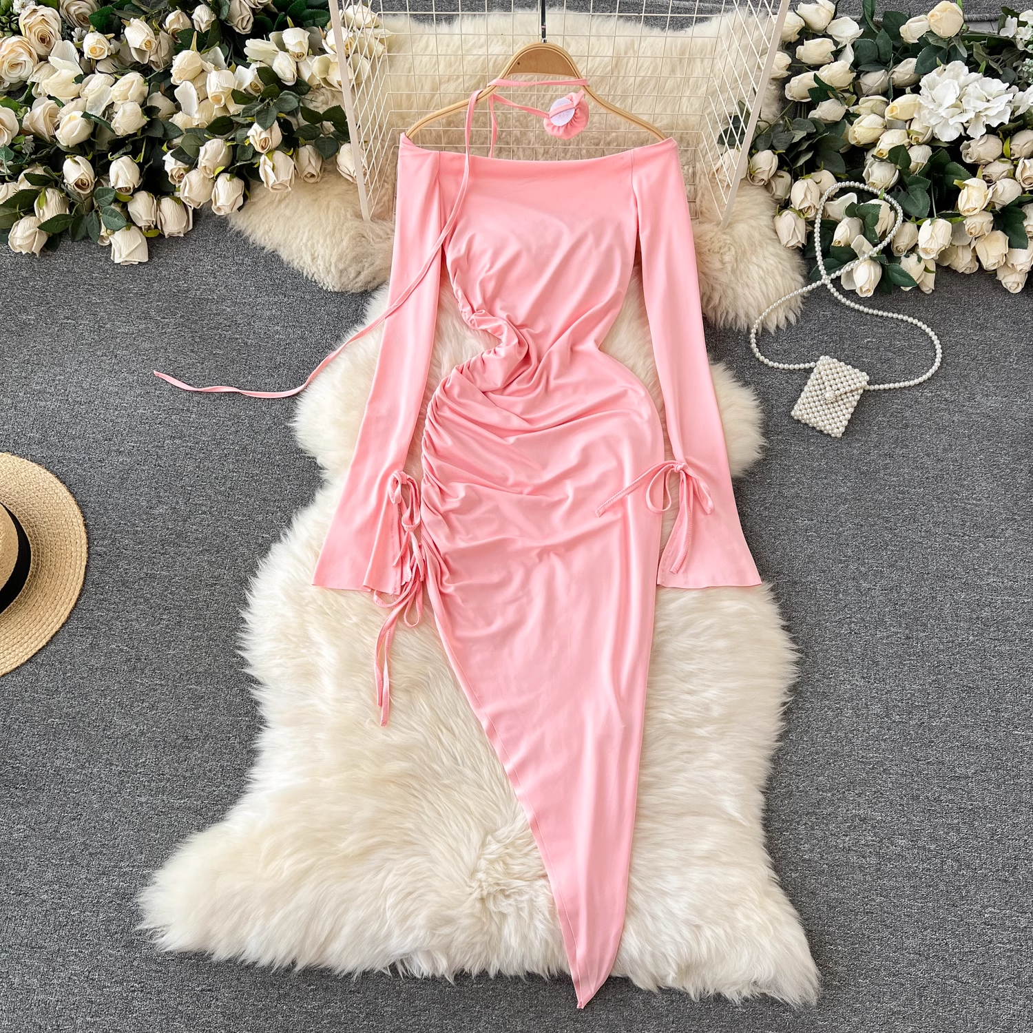 women's flared long bodycon dresses
