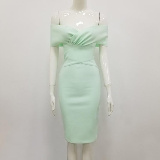 Women's Hot selling bandage dress, elastic and sexy off the shoulder high waisted evening party dress