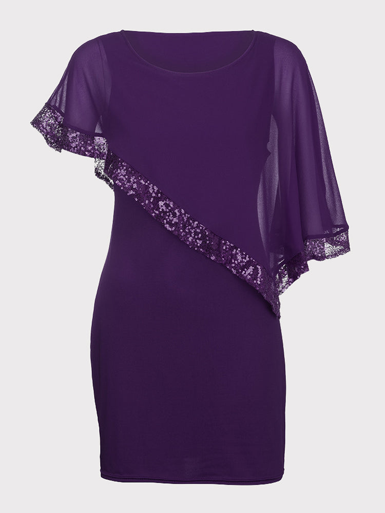Women's nan Mini Dresses Purple 2XL