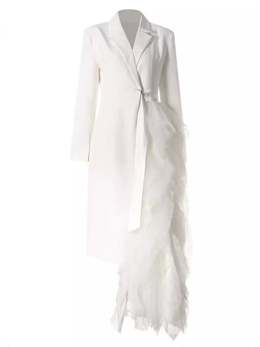 Women's Autumn niche asymmetrical suit dress spliced mesh high Party Dresses