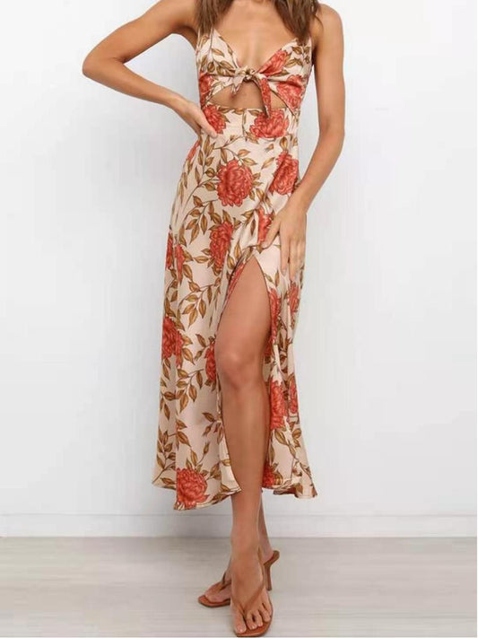 Beach Halter Dress With Printed Bow women's dress by vivmom