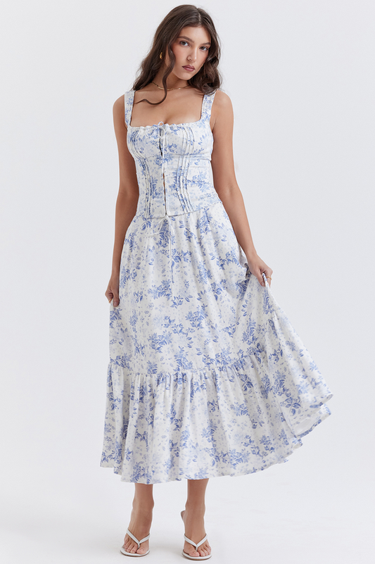Aitana Blue Print Top + Skirt Set | Dress In Beauty