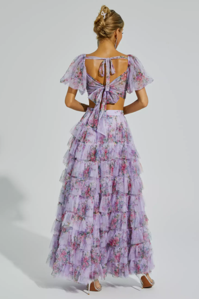 Braylee Purple Floral Ruched Set | Dress In Beauty