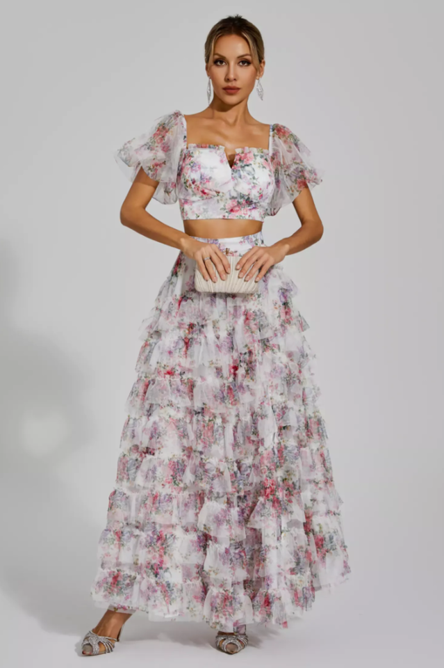 Braylee Purple Floral Ruched Set | Dress In Beauty