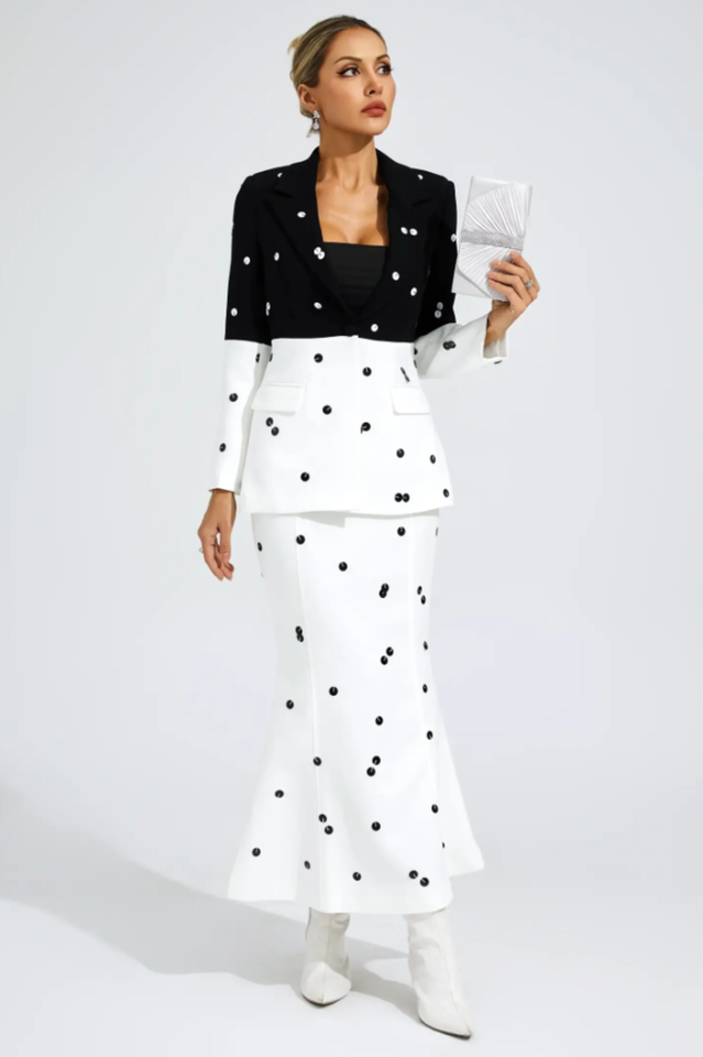Theobald Polka Dot Sequins Blazer Set | Dress In Beauty