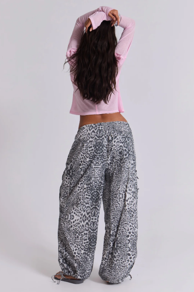 Snow Leopard Parachute Pants | Dress In Beauty
