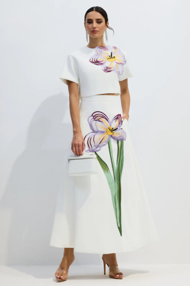 Angelica Floral Applique Skirt Set | Dress In Beauty