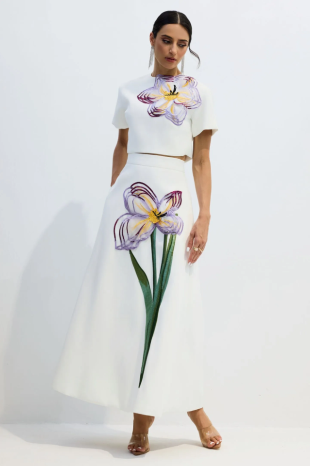 Angelica Floral Applique Skirt Set | Dress In Beauty