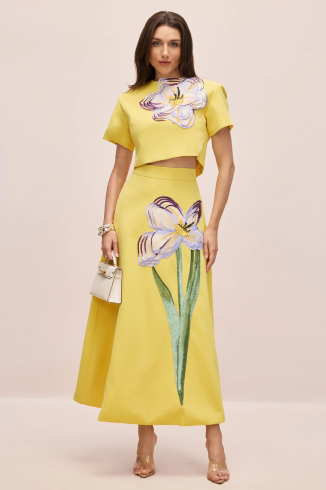 Angelica Floral Applique Skirt Set | Dress In Beauty