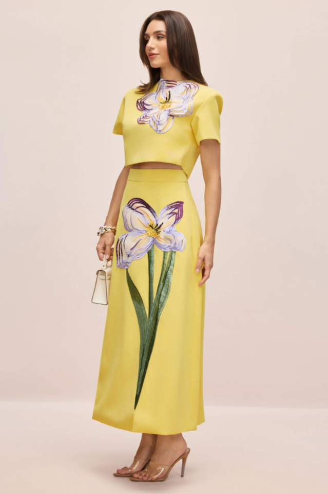 Angelica Floral Applique Skirt Set | Dress In Beauty