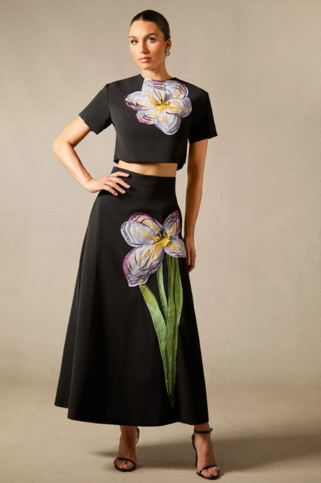 Angelica Floral Applique Skirt Set | Dress In Beauty