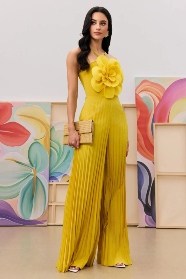 Jessica Flower Applique Pleated Jumpsuit | Dress In Beauty