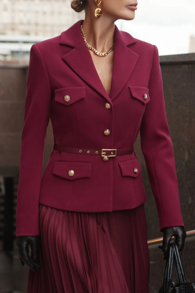 Florence Belted Blazer Pleated Skirt Set | Dress In Beauty