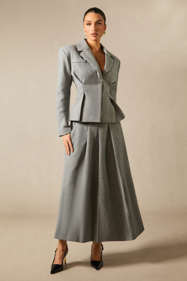 Georgia Lapel Blazer Midi Skirt Set | Dress In Beauty