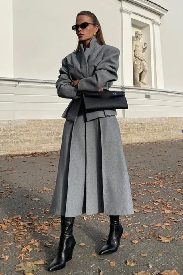 Georgia Lapel Blazer Midi Skirt Set | Dress In Beauty