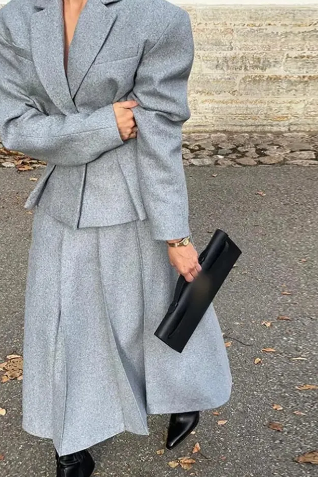 Georgia Lapel Blazer Midi Skirt Set | Dress In Beauty