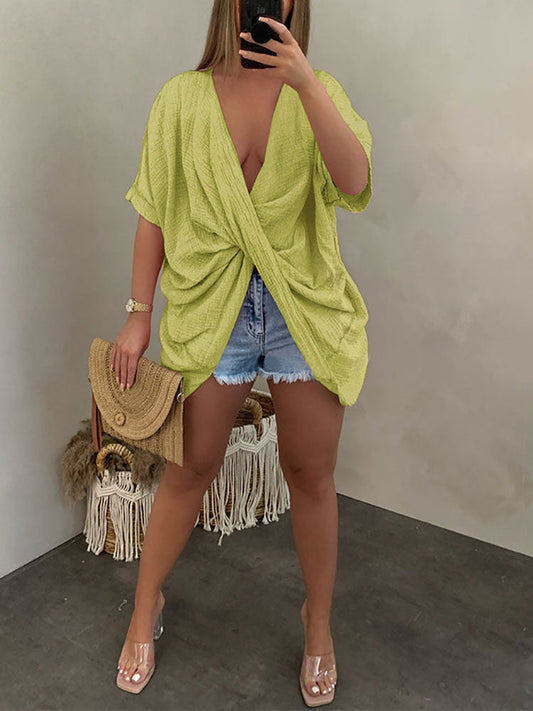 Loose Twist V-Neck Top