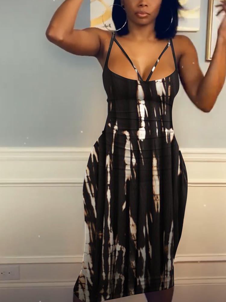 Women's Tie Dye Bodycon Cami Dress Midi Dresses women's mini dress