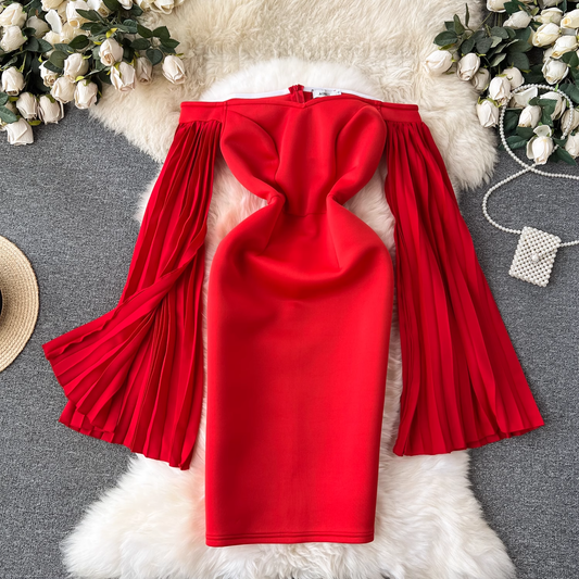 Women's Off The Shoulder Red Party Dress