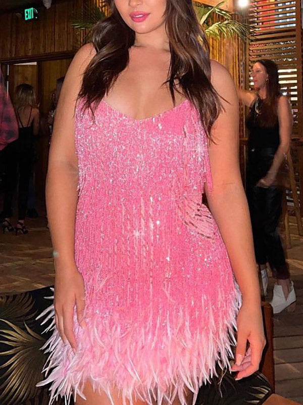 Women's nan Mini Dresses Pink XL