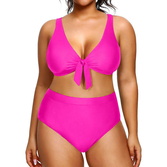 Super Stylish High Waisted Elastic Closure V-Neck Women's Bikini