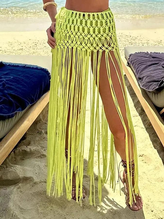 Beach Fringed Skirt & Bikini Swimsuit Set