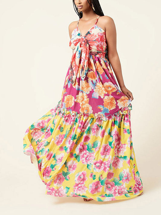 Women's Floral Printed Sleeveless Maxi Dress Dress