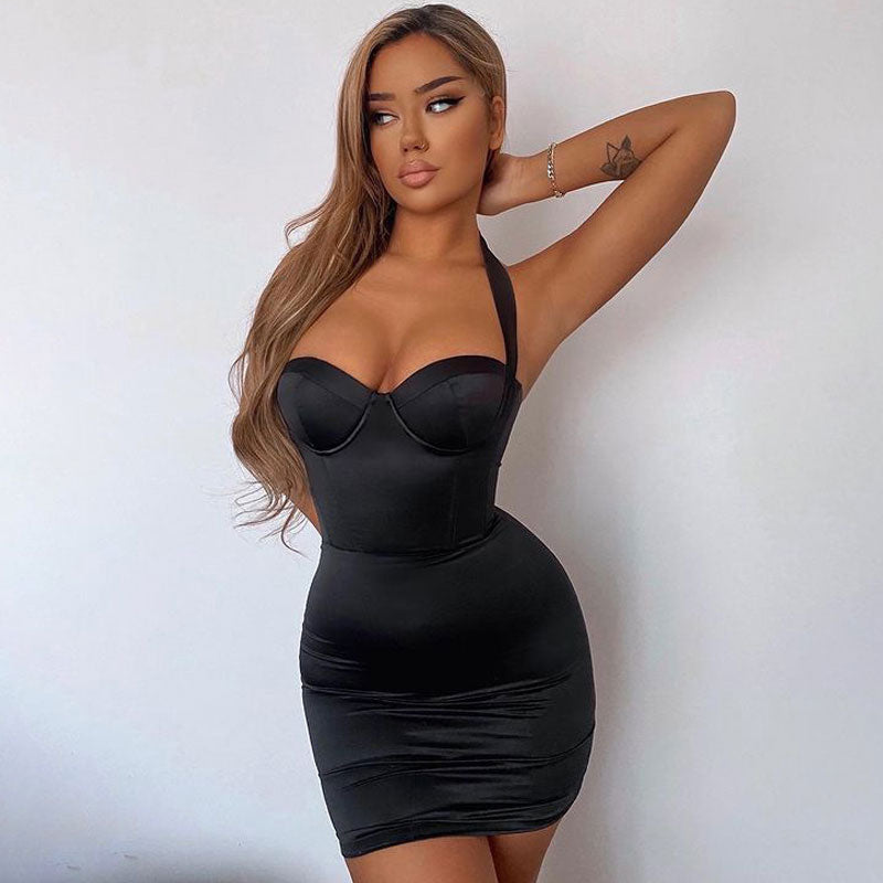 women's halter neck bustier corset party mini dress party dresses