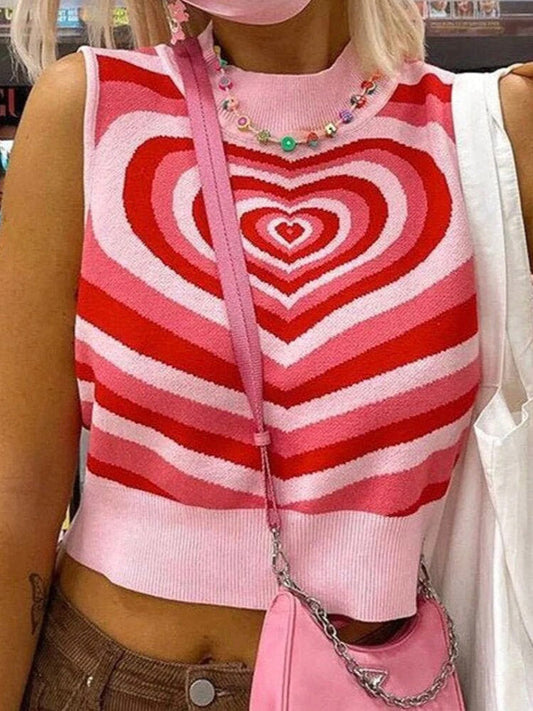 Heart Sleeveless Crop Tops