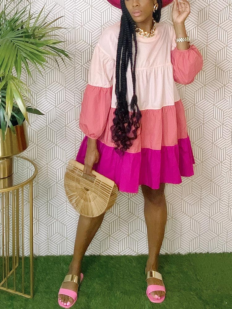 Women's nan Mini Dresses Pink 2XL