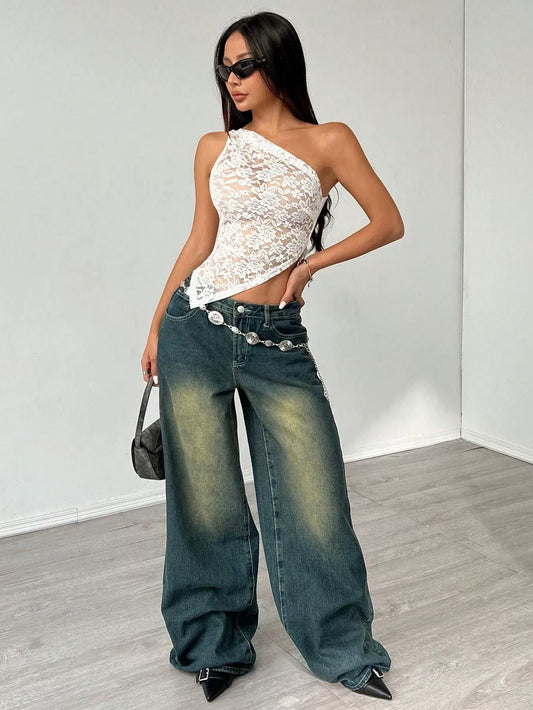 Asymmetrical Single-Shoulder Collar Top