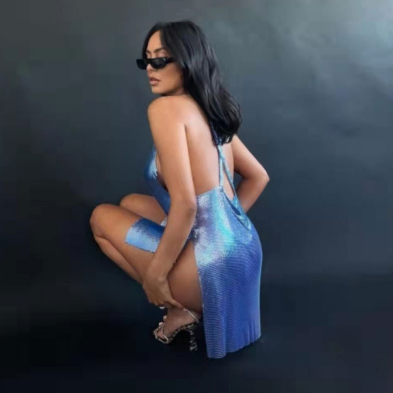 Women's nan Mini Dresses L Royal Blue