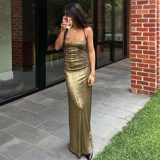 women's ruched halter neck sleeveless bodycon maxi dress bodycon dresses