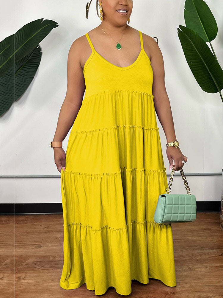 Casual Solid Spaghetti Strap Dresses women's dress by vivmom