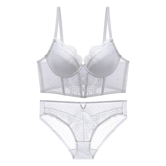 French Lingerie Set With Underwire Push Up Bra