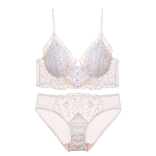 Embroidery Lace French Wireless Bralette Set